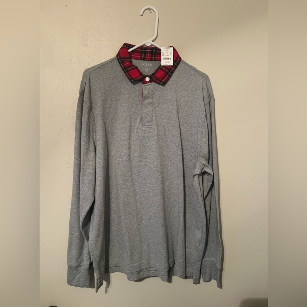 Men’s J Crew Rugby Shirt with Flannel Collar - Picture 2 of 5
